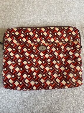 Fossil Geometric Pattern Laptop Sleeve - Red, Cream & Brown